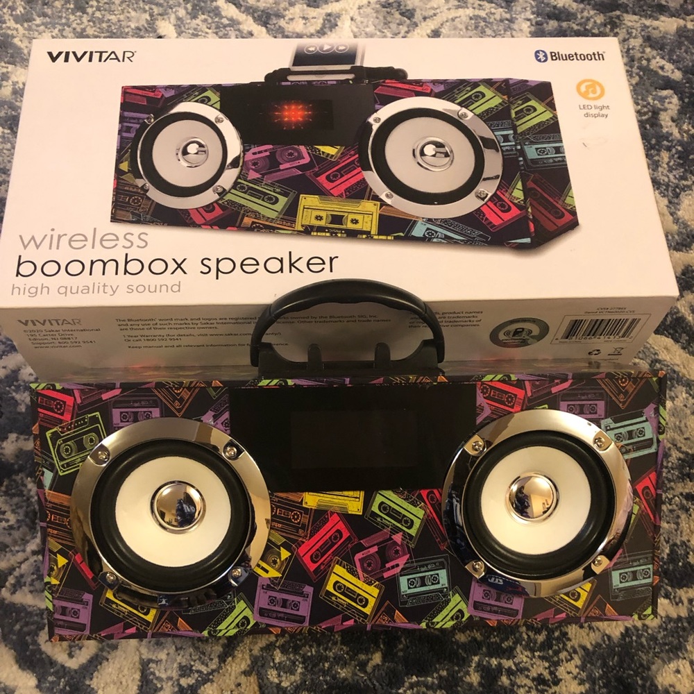 *SOLD-NEW Vivitar Bluetooth Wireless Boombox Speaker LED Lights Rechargeable